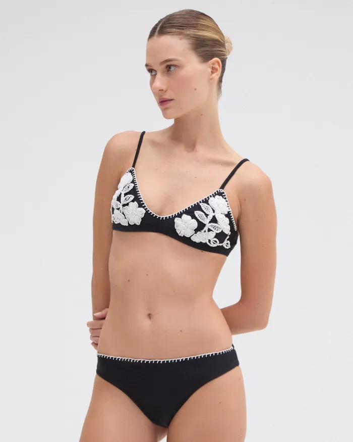 Women Matching Sets PatBO EMBROIDERED BIKINI BOTTOM Black