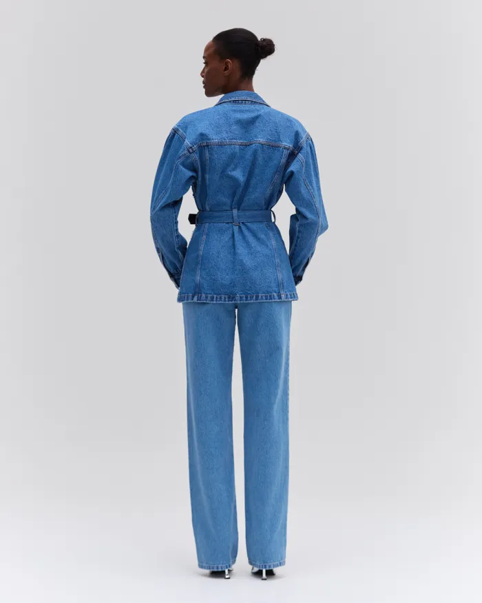 Women Matching Sets PatBO HandBeaded Denim Jacket Denim