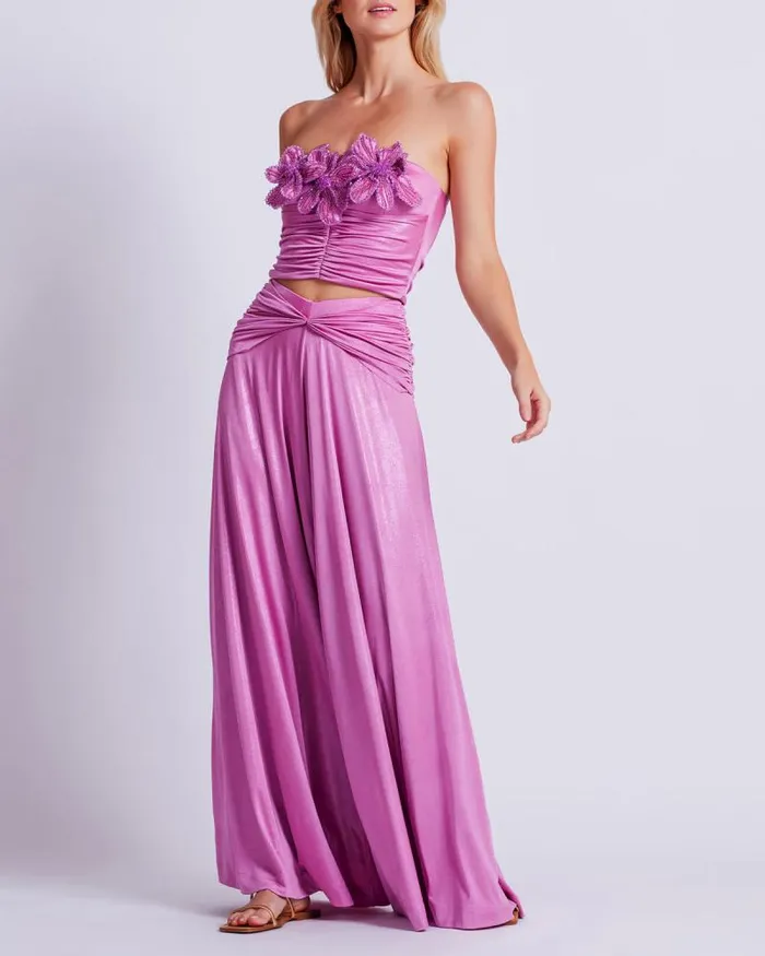 Women Matching Sets PatBO Metallic Jersey Wide Leg Pant FINAL SALE Lilac