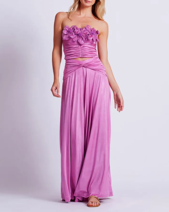 Women Matching Sets PatBO Metallic Jersey Wide Leg Pant FINAL SALE Lilac