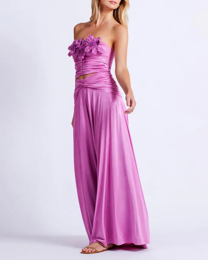 Women Matching Sets PatBO Metallic Jersey Wide Leg Pant FINAL SALE Lilac