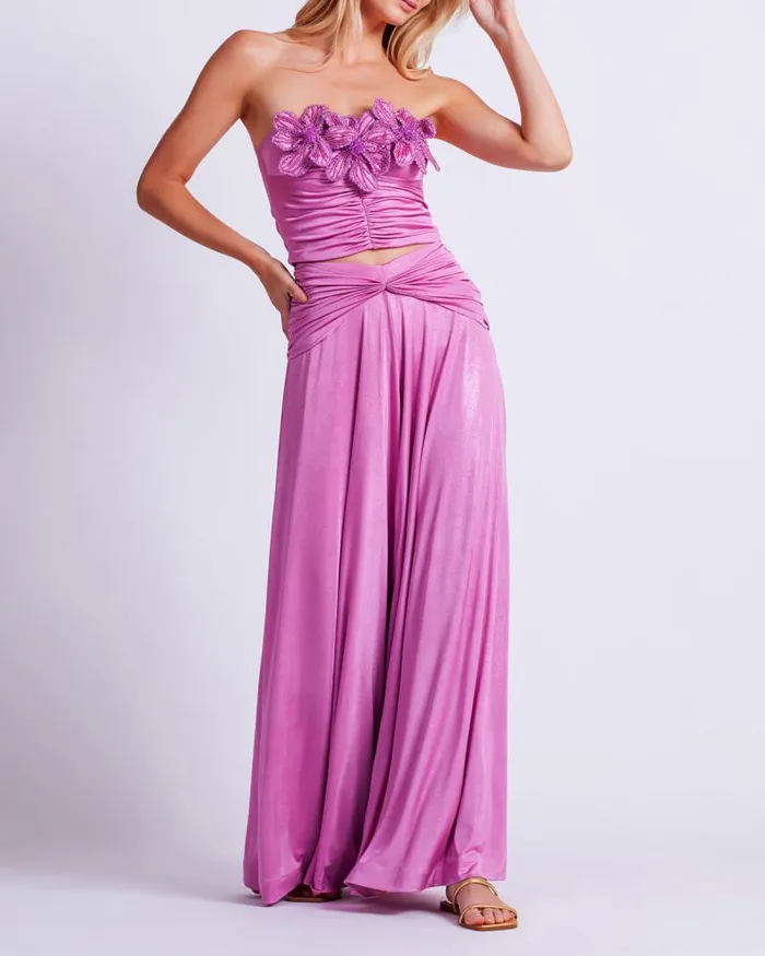 Women Matching Sets PatBO Metallic Jersey Wide Leg Pant FINAL SALE Lilac