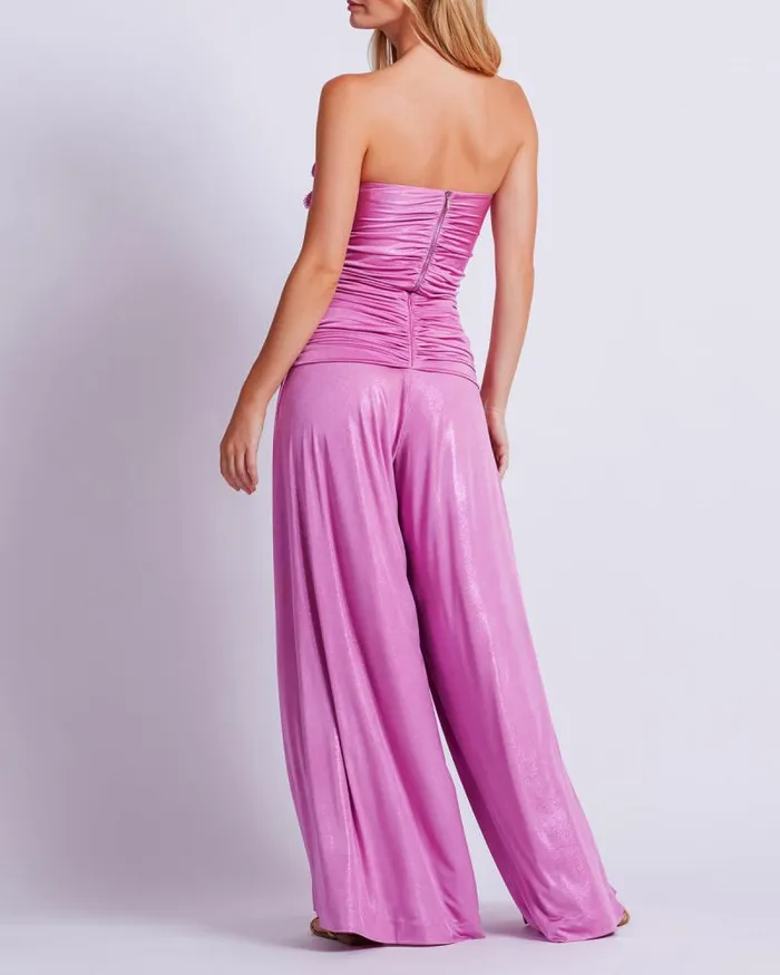 Women Matching Sets PatBO Metallic Jersey Wide Leg Pant FINAL SALE Lilac