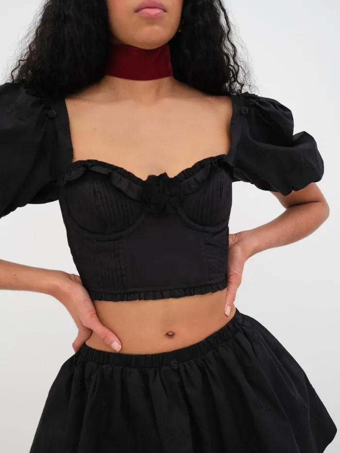 Women Maye Crop Top Black For Love and Lemons Tops