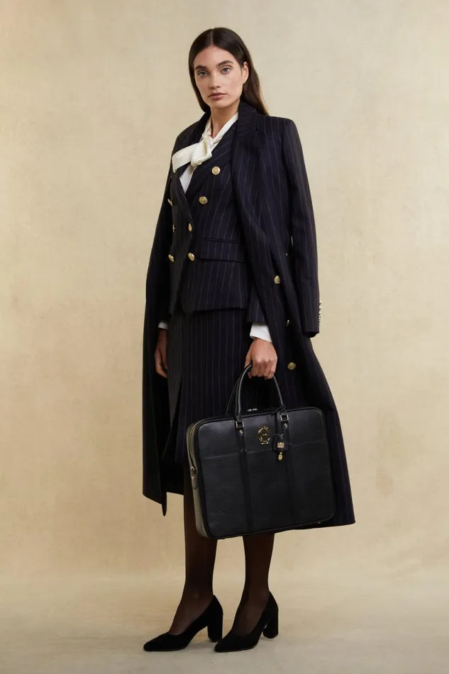 Women Mayfair Pencil Skirt Navy Chalk Pinstripe Holland Cooper Tailoring