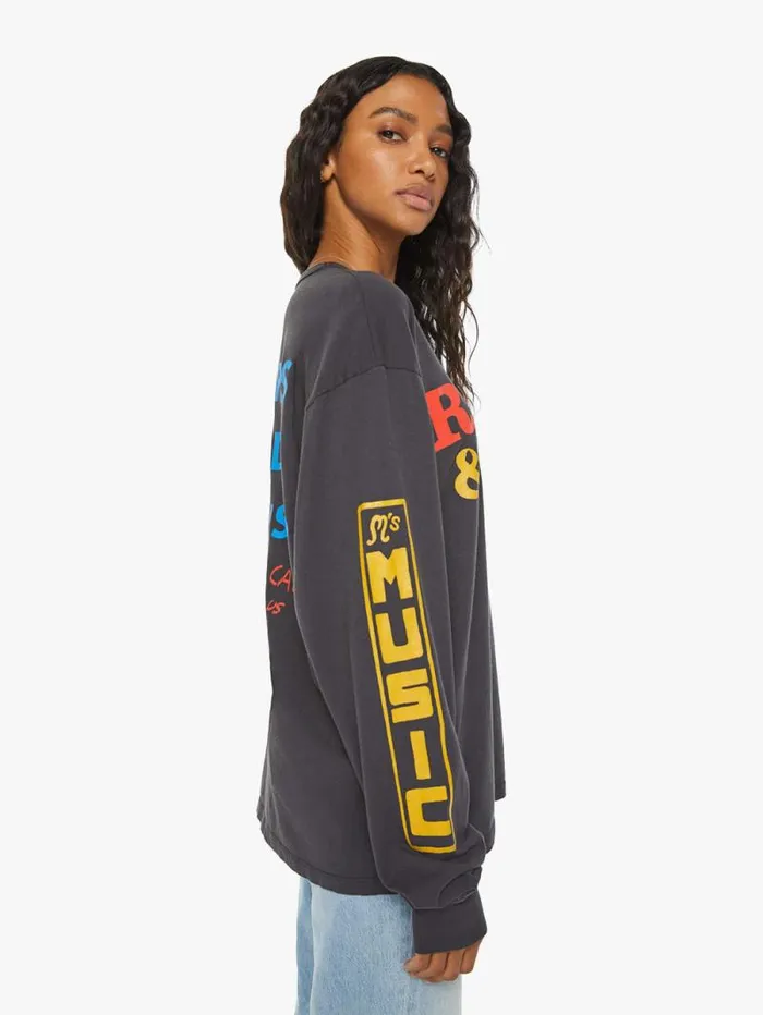 WomenMen Tees Tanks Mother Denim The Long Sleeve Lowdown Black