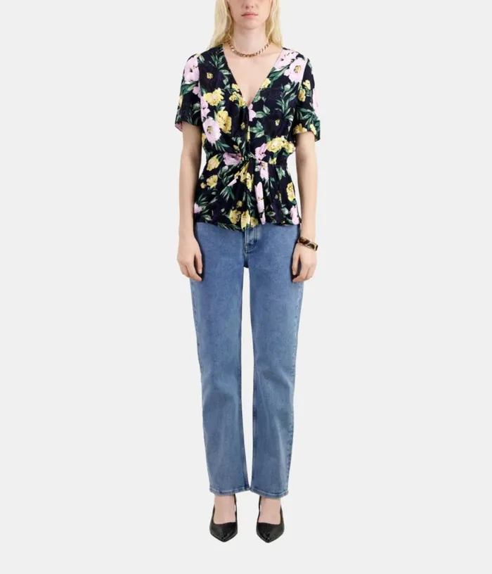 Women Multicolor Floral Print Long Sleeve Top With Draping THE KOOPLES Blouses and Shirts Women Multicolor Floral Print Long Sleeve Top With Draping THE KOOPLES Blouses and Shirts