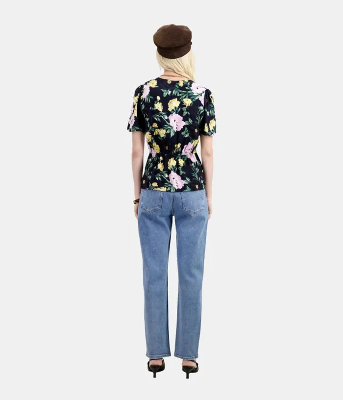 Women Multicolor Floral Print Long Sleeve Top With Draping THE KOOPLES Blouses and Shirts