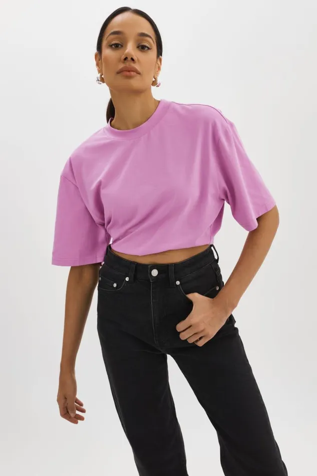 Women NAIA Cropped Tee Bodacious Pink LAMARQUE Tops