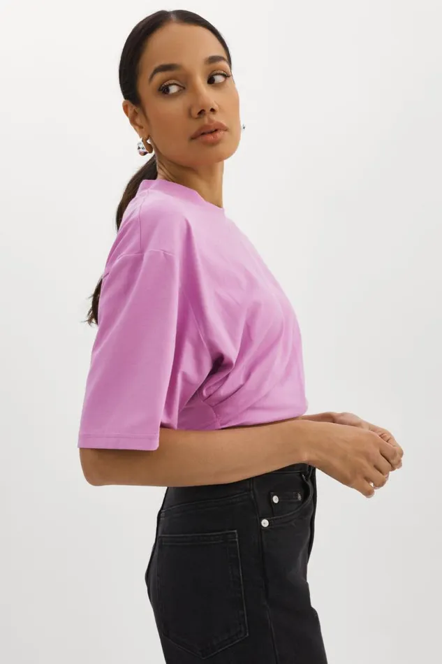 Women NAIA Cropped Tee Bodacious Pink LAMARQUE Tops Women NAIA Cropped Tee Bodacious Pink LAMARQUE Tops