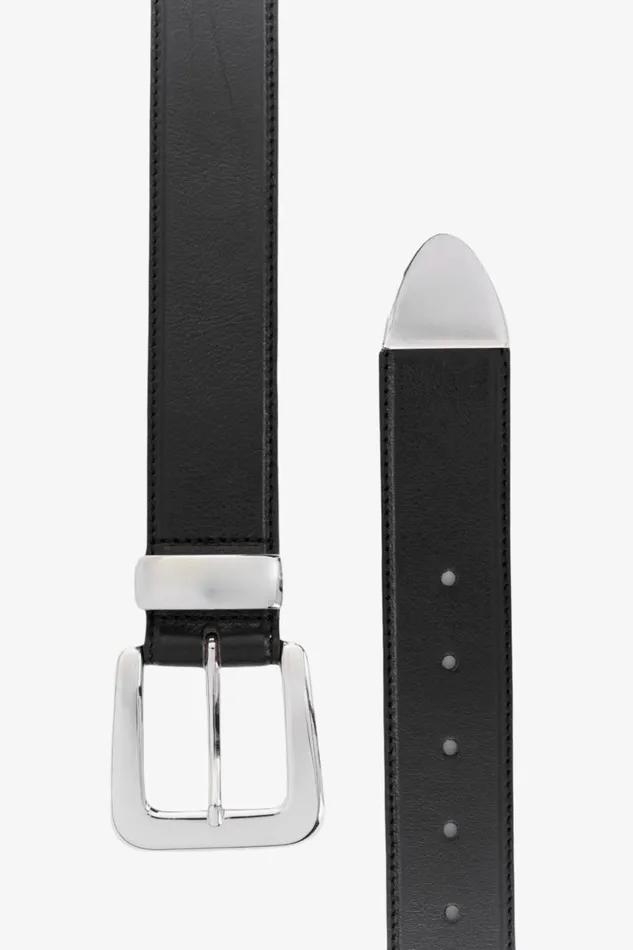 Women NAIROBI Leather Belt Blacksilver LAMARQUE Belts Women NAIROBI Leather Belt Blacksilver LAMARQUE Belts