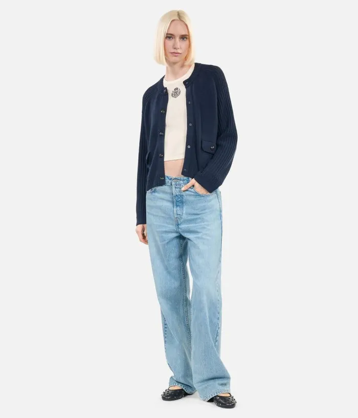 Women Navy Blue Wool Cardigan THE KOOPLES Sweaters