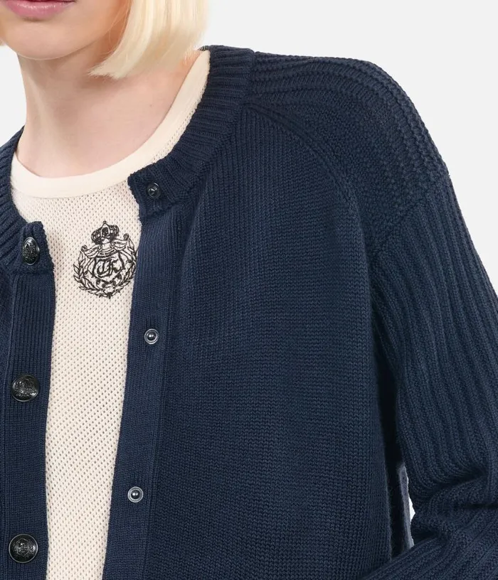 Women Navy Blue Wool Cardigan THE KOOPLES Sweaters
