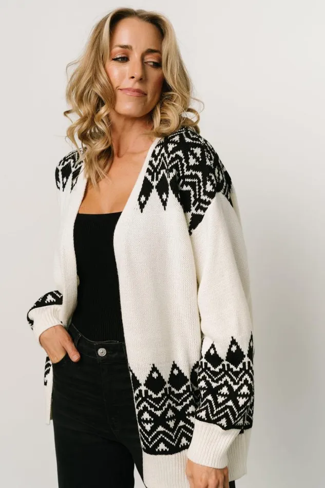 Women Nele Cardigan Cream Black Baltic Born Sweaters