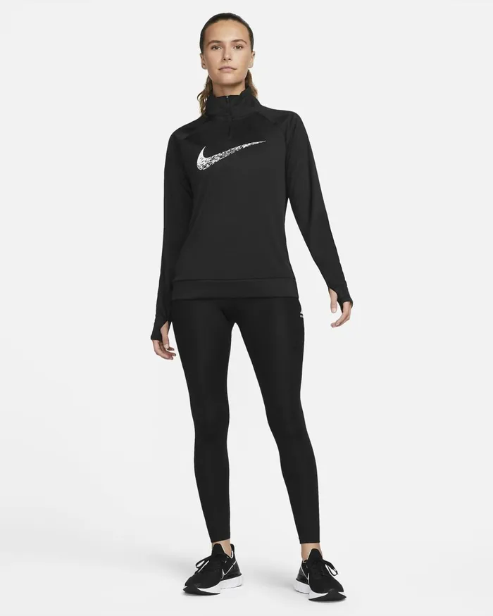 Women Nike All Clothing DriFIT Swoosh Run Blackwhite