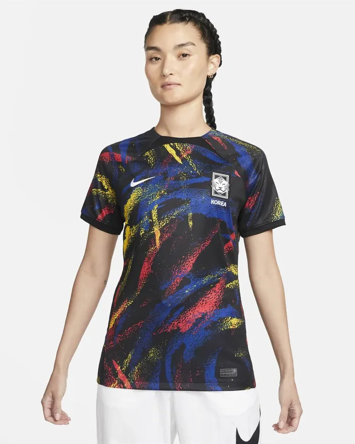 Women Nike All Clothing Korea 202223 Stadium Away Blackwhite