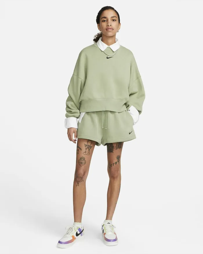 Women Nike All Clothing Sportswear Phoenix Fleece Oil Greenblack