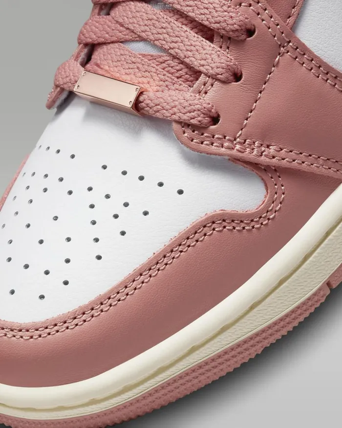 Women Nike All Shoes Air Jordan 1 Mid SE Red Stardustwhitesailmetallic Copper