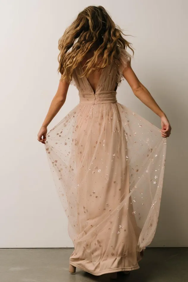 Women Nova Shimmer Maxi Dress Natural Blush Baltic Born Tulle Styles Women Nova Shimmer Maxi Dress Natural Blush Baltic Born Tulle Styles