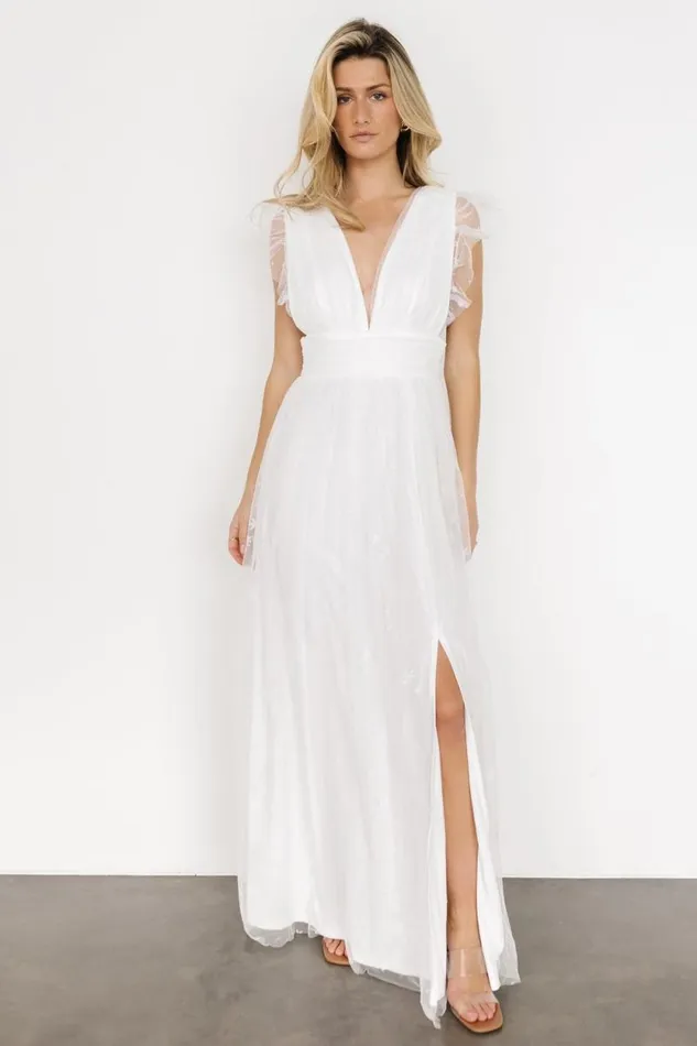 Women Nova Shimmer Maxi Dress White Baltic Born Embellished and Sequined