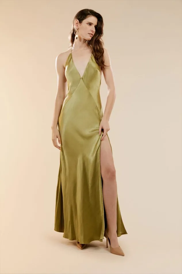 Women Occasion Dresses Bardot Yve Halter Dress In Khaki Khaki