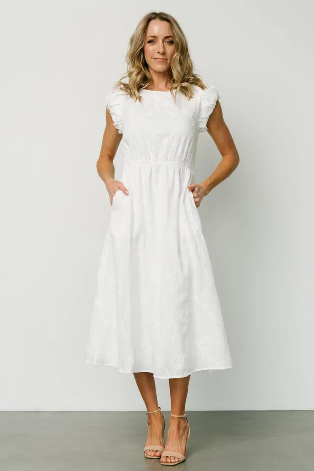 Women Odetta Embossed Midi Dress Off White Baltic Born Midi Dresses