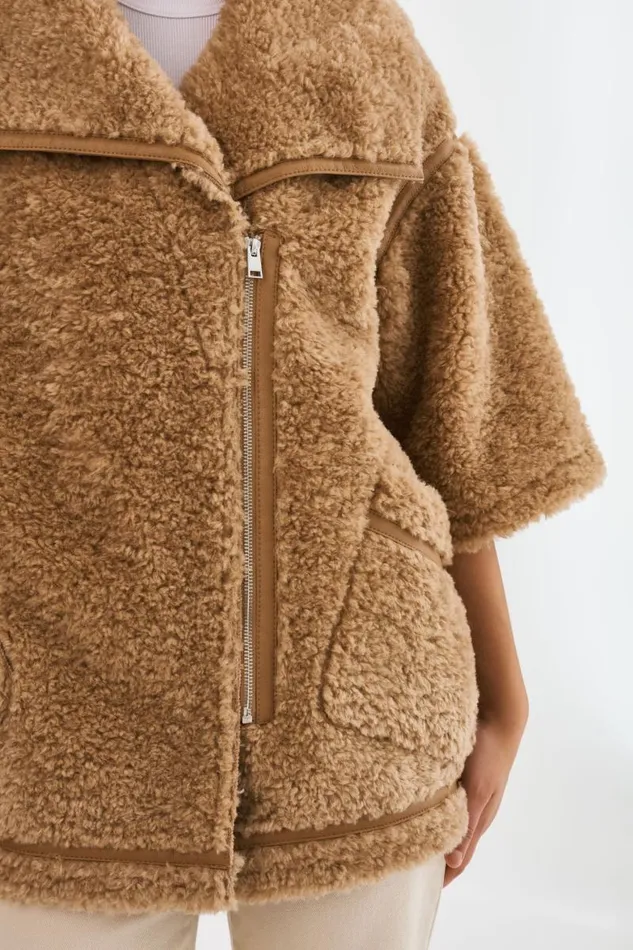 Women OHANNA Sherpa Coat Caramel LAMARQUE Sherpa