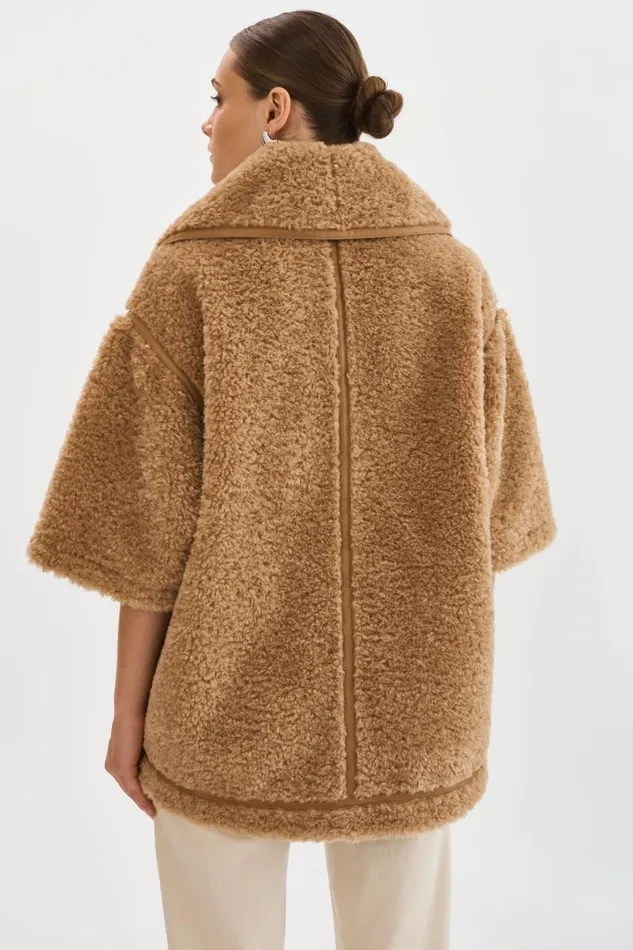 Women OHANNA Sherpa Coat Caramel LAMARQUE Sherpa