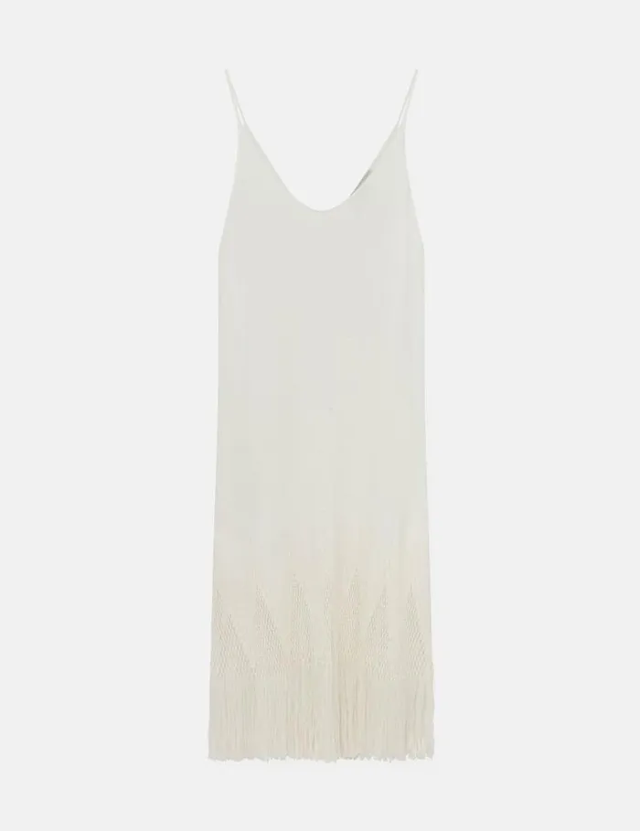 Women OpenKnit Fringe Midi Dress Cream Stella McCartney Dresses