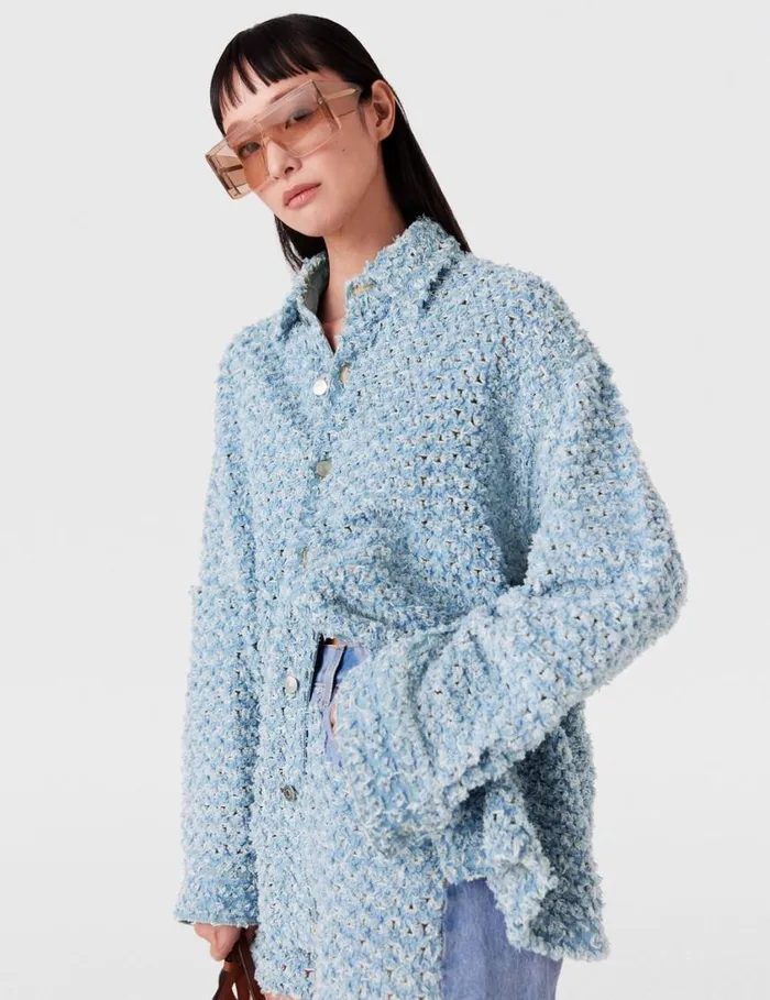 Women Oversized Denim Boucl Shirt Light Blue Stella McCartney Shirts And Tops Women Oversized Denim Boucl Shirt Light Blue Stella McCartney Shirts And Tops
