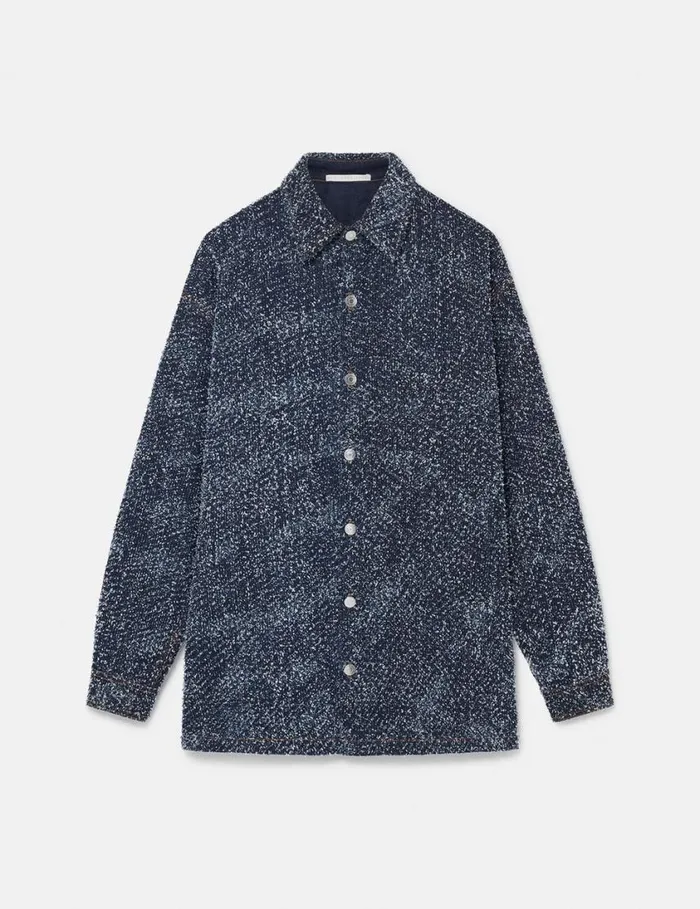 Women Oversized Denim Boucl Shirt Speckled Blue Stella McCartney Shirts And Tops