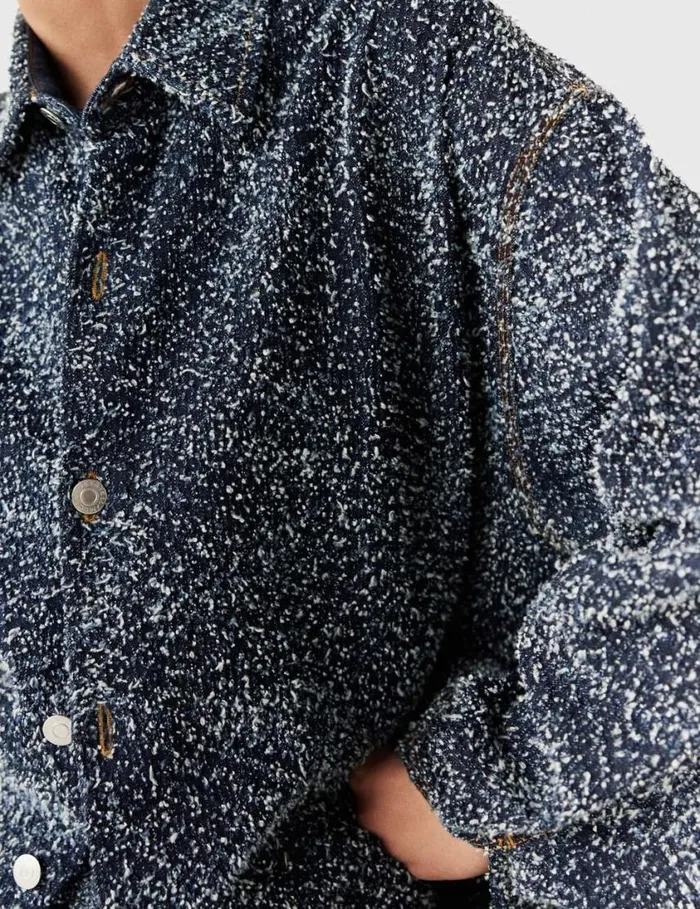Women Oversized Denim Boucl Shirt Speckled Blue Stella McCartney Shirts And Tops