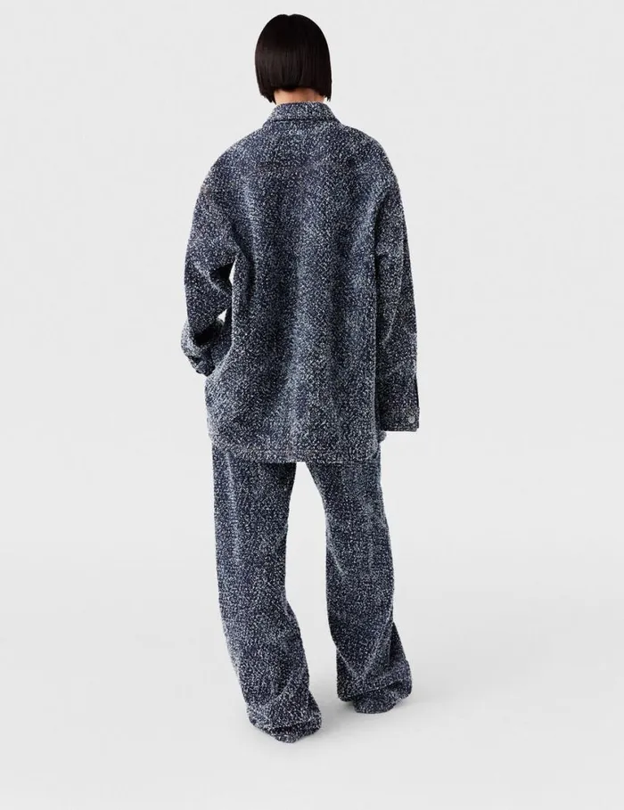 Women Oversized Denim Boucl Shirt Speckled Blue Stella McCartney Shirts And Tops