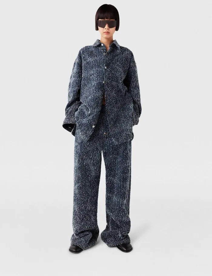 Women Oversized Denim Boucl Shirt Speckled Blue Stella McCartney Shirts And Tops