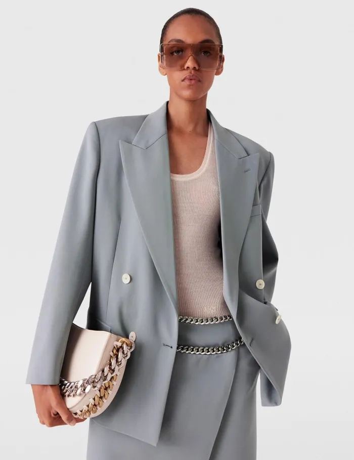 Women Oversized DoubleBreasted Blazer Mist Stella McCartney Coats And Jackets Women Oversized DoubleBreasted Blazer Mist Stella McCartney Coats And Jackets