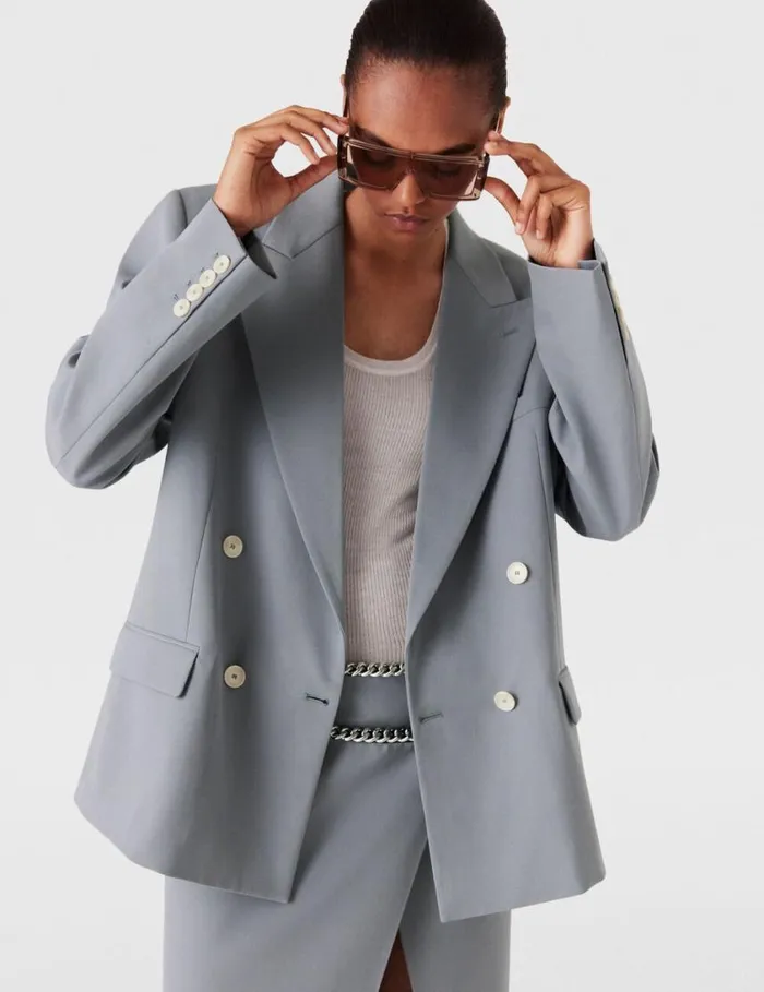 Women Oversized DoubleBreasted Blazer Mist Stella McCartney Coats And Jackets Women Oversized DoubleBreasted Blazer Mist Stella McCartney Coats And Jackets