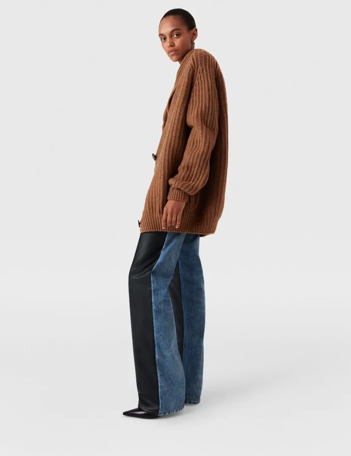 Women Oversized Ribbed VNeck Cardigan Tobacco Stella McCartney Knitwear Women Oversized Ribbed VNeck Cardigan Tobacco Stella McCartney Knitwear