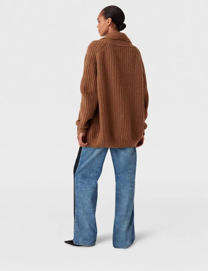 Women Oversized Ribbed VNeck Cardigan Tobacco Stella McCartney Knitwear Women Oversized Ribbed VNeck Cardigan Tobacco Stella McCartney Knitwear