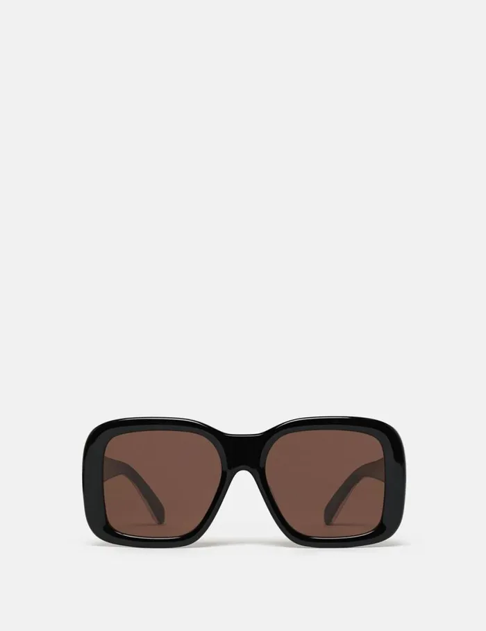 Women Oversized Square Sunglasses Shiny Black Stella McCartney Sunglasses