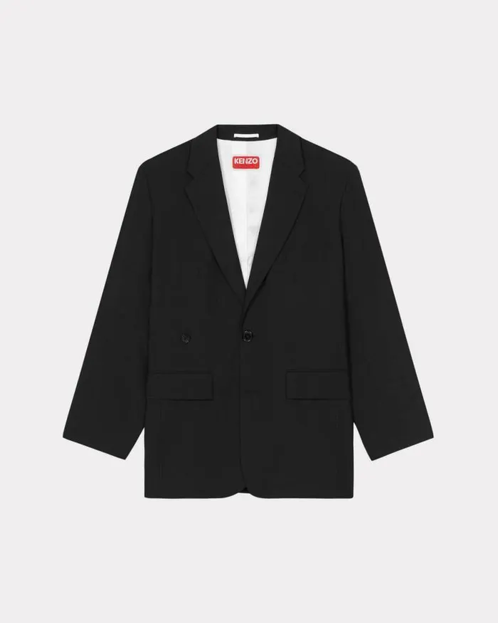 Women Oversized Tailored Kimono Jacket In Virgin Wool Black Kenzo Jackets And Coats