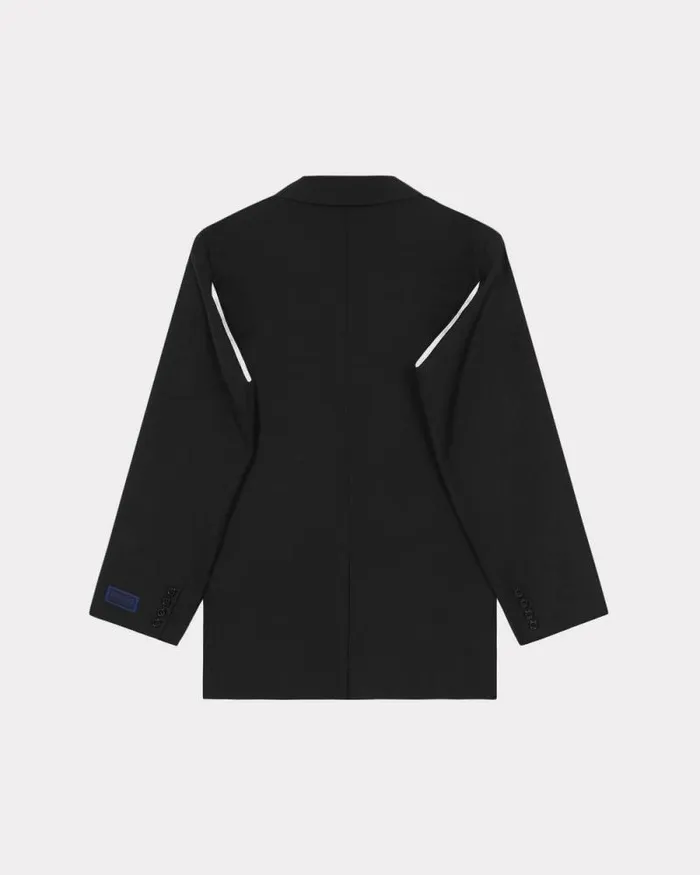 Women Oversized Tailored Kimono Jacket In Virgin Wool Black Kenzo Jackets And Coats