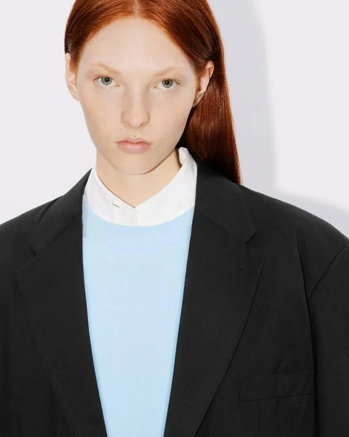 Women Oversized Tailored Kimono Jacket In Virgin Wool Black Kenzo Jackets And Coats