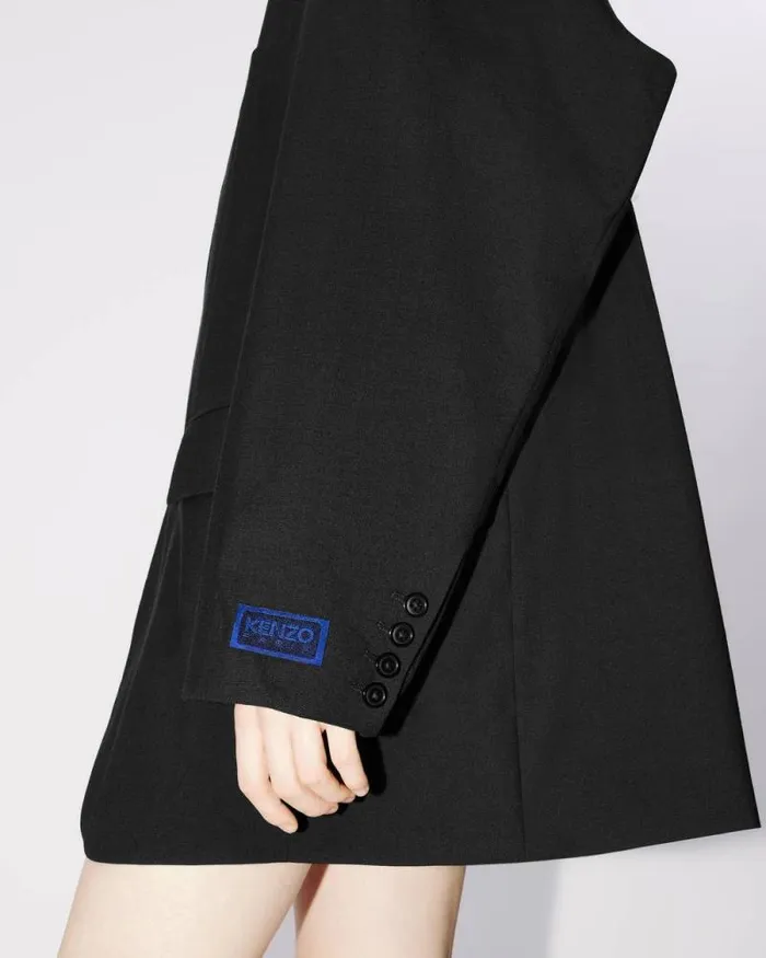 Women Oversized Tailored Kimono Jacket In Virgin Wool Black Kenzo Jackets And Coats