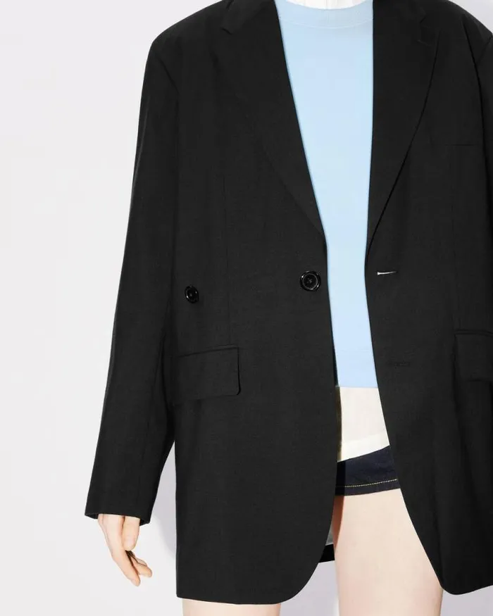 Women Oversized Tailored Kimono Jacket In Virgin Wool Black Kenzo Jackets And Coats