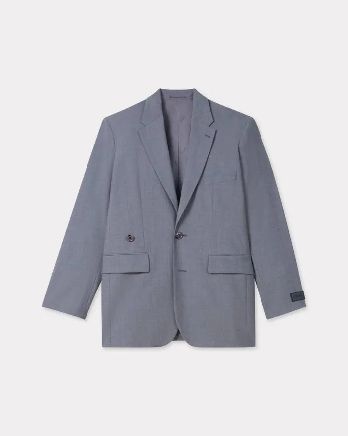 Women Oversized Tailored Kimono Jacket In Virgin Wool Stone Grey Kenzo Jackets And Coats