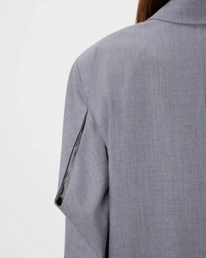 Women Oversized Tailored Kimono Jacket In Virgin Wool Stone Grey Kenzo Jackets And Coats