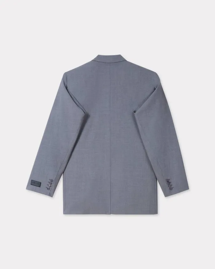Women Oversized Tailored Kimono Jacket In Virgin Wool Stone Grey Kenzo Jackets And Coats