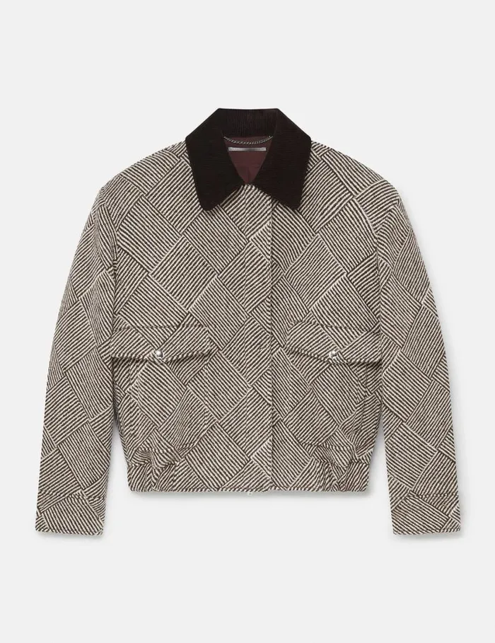 Women Oversized Tweed Bomber Jacket Beige Tweed Stella McCartney Coats And Jackets