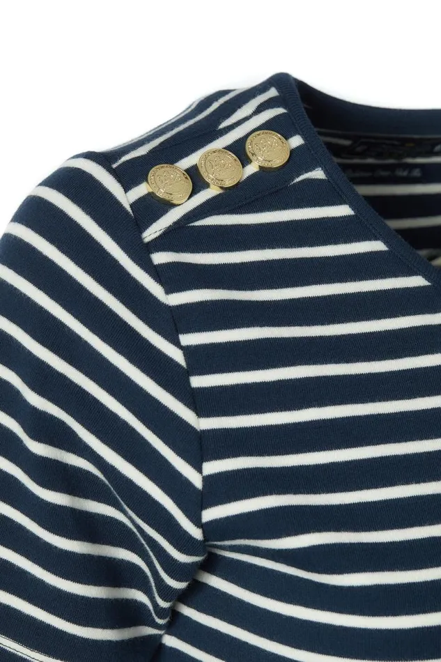Women Padstow Crew Neck Tee Ink Navy Natural Stripe Holland Cooper Tops