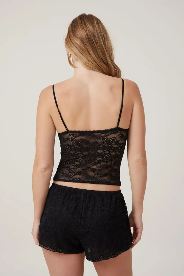 Women Pajamas Cotton On Enchanted Butterfly Lace Cami Black